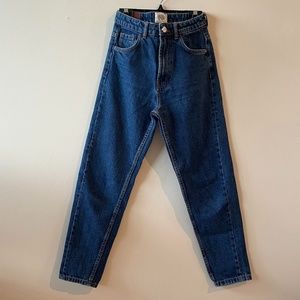 Zara dark wash mom fit denim
